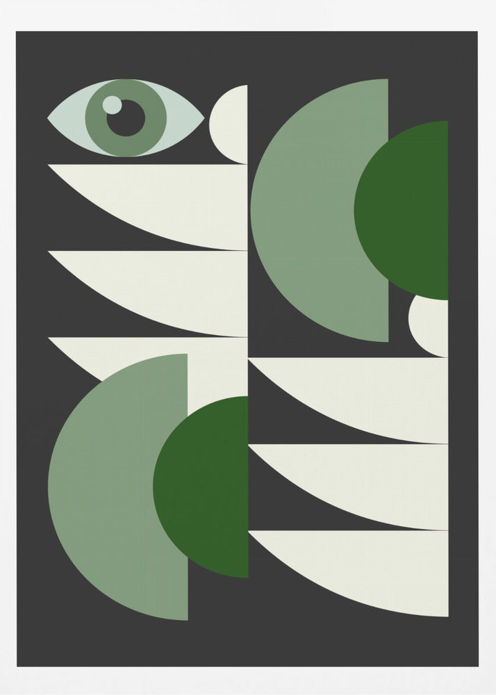 Mid Century Geometrical In Green | Poster