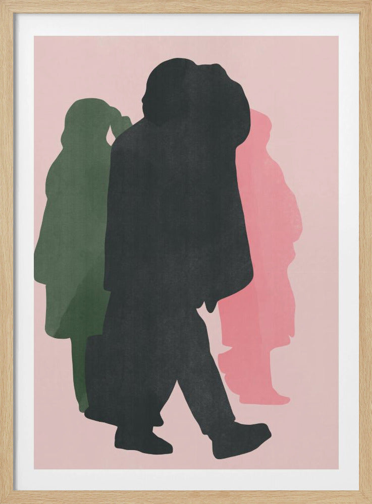 Colorful Silhouettes of Walking Figures | Poster