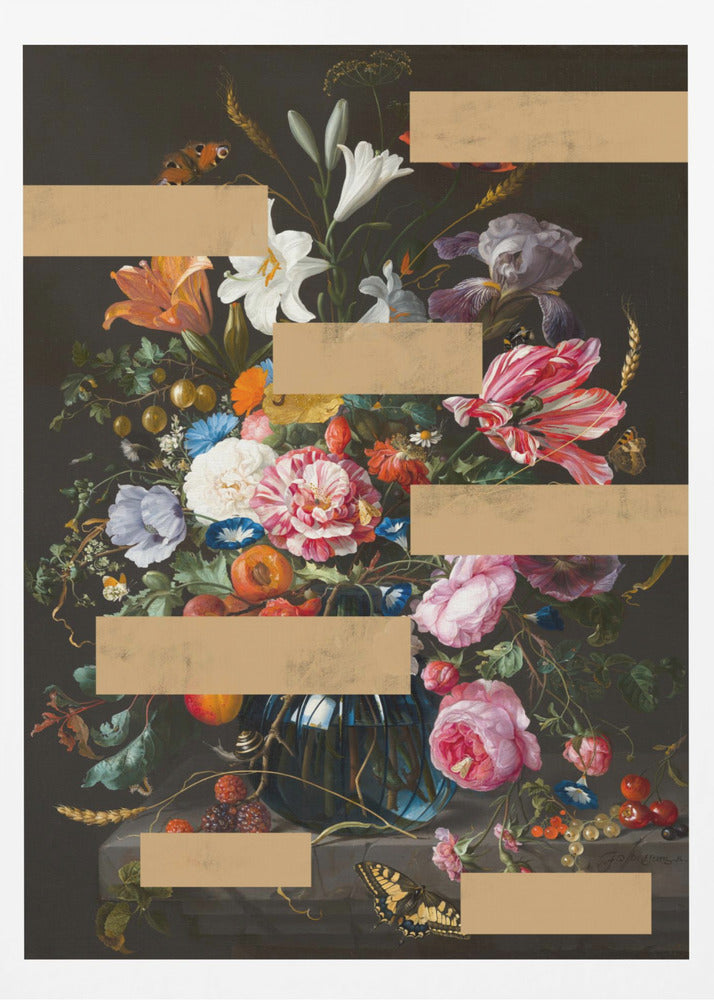 Bouquet of Vintage Oil Painting Flowers, Modern Collage | Poster