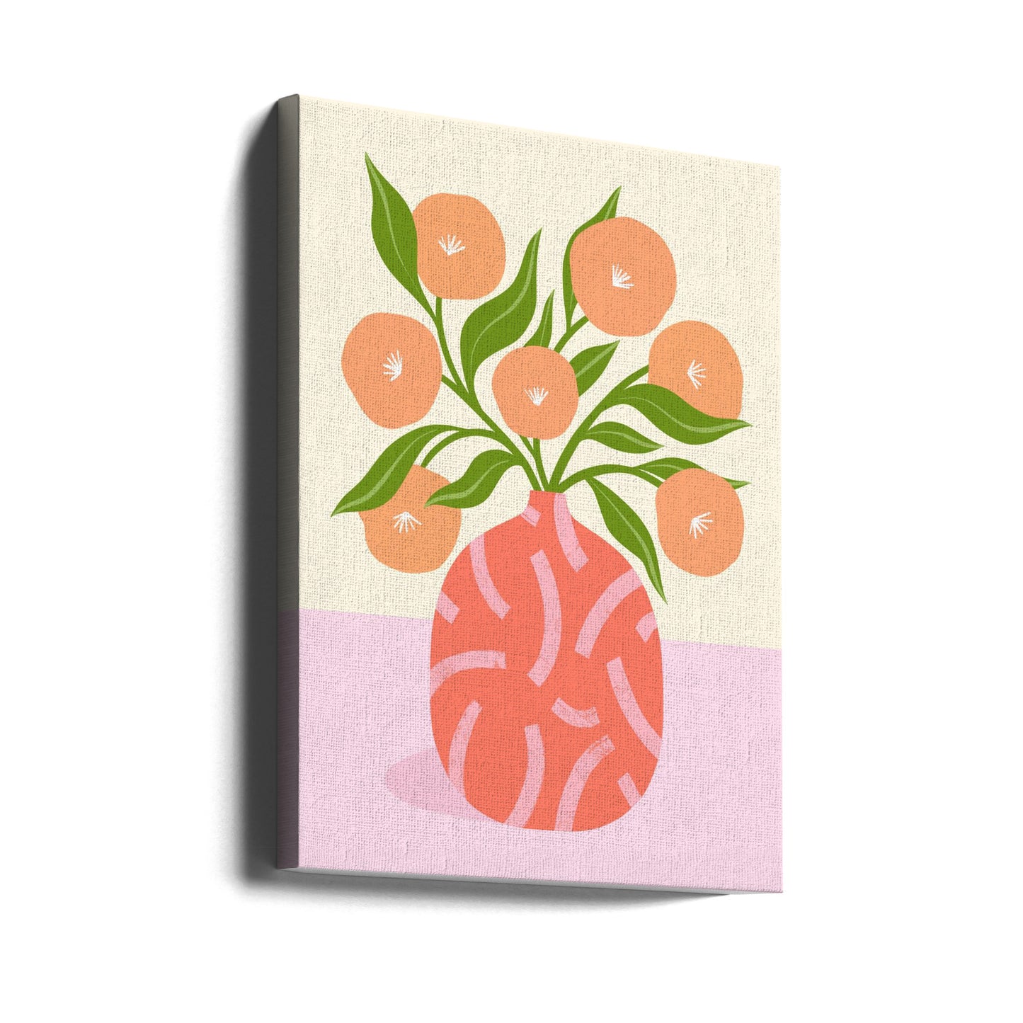 Flowers in Coral Vase | Canvas