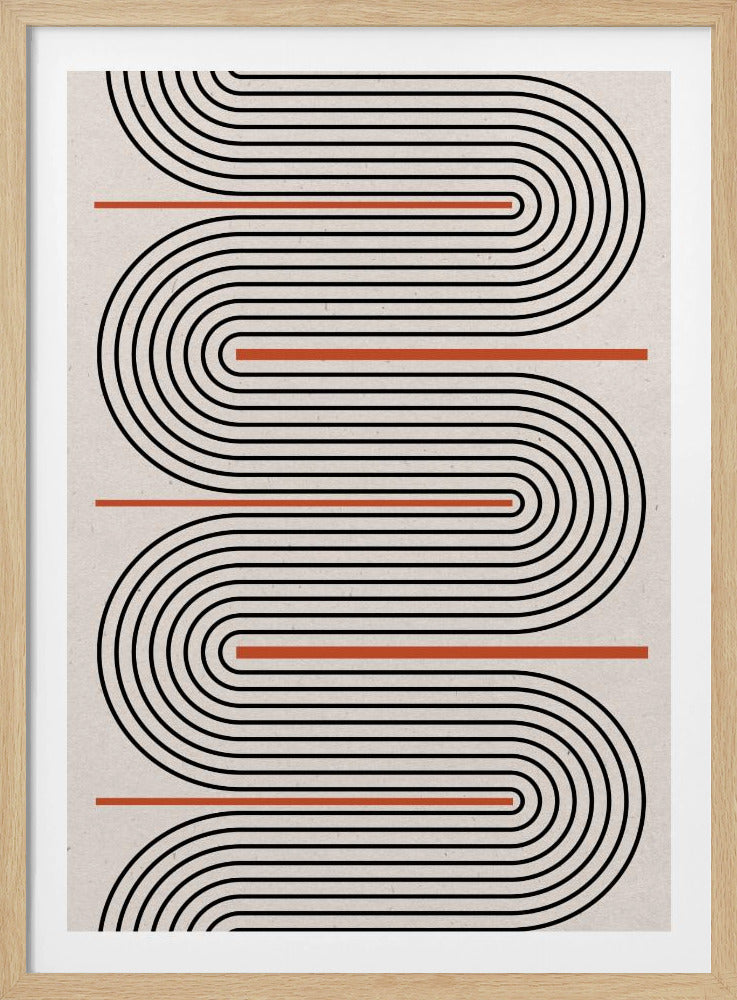 Red, Beige, Black Lines Contemporary | Poster
