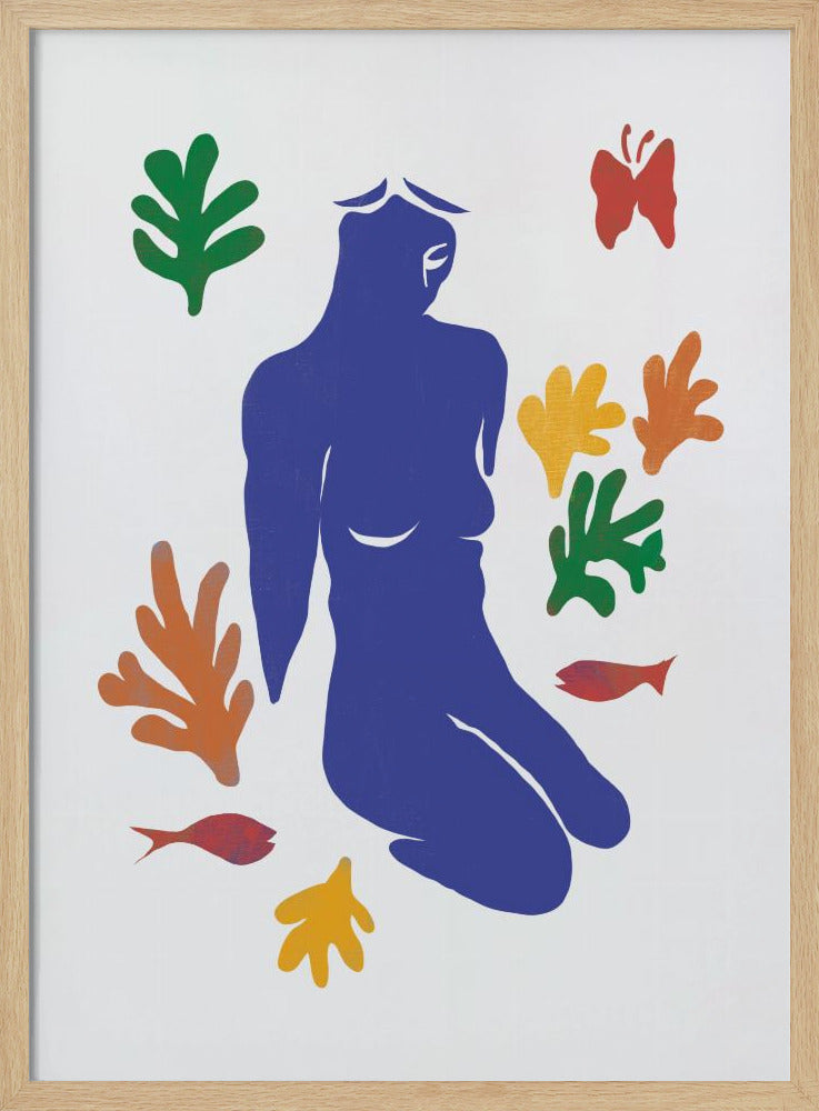 Blue Silhouette of a Kneeling Figure | Poster