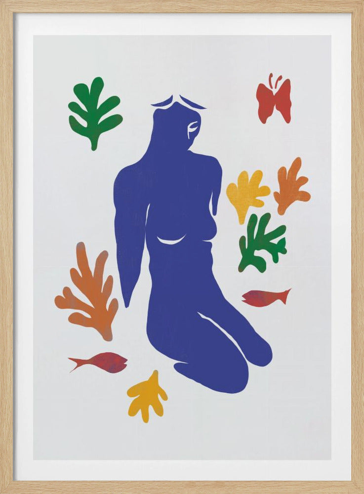 Blue Silhouette of a Kneeling Figure | Poster