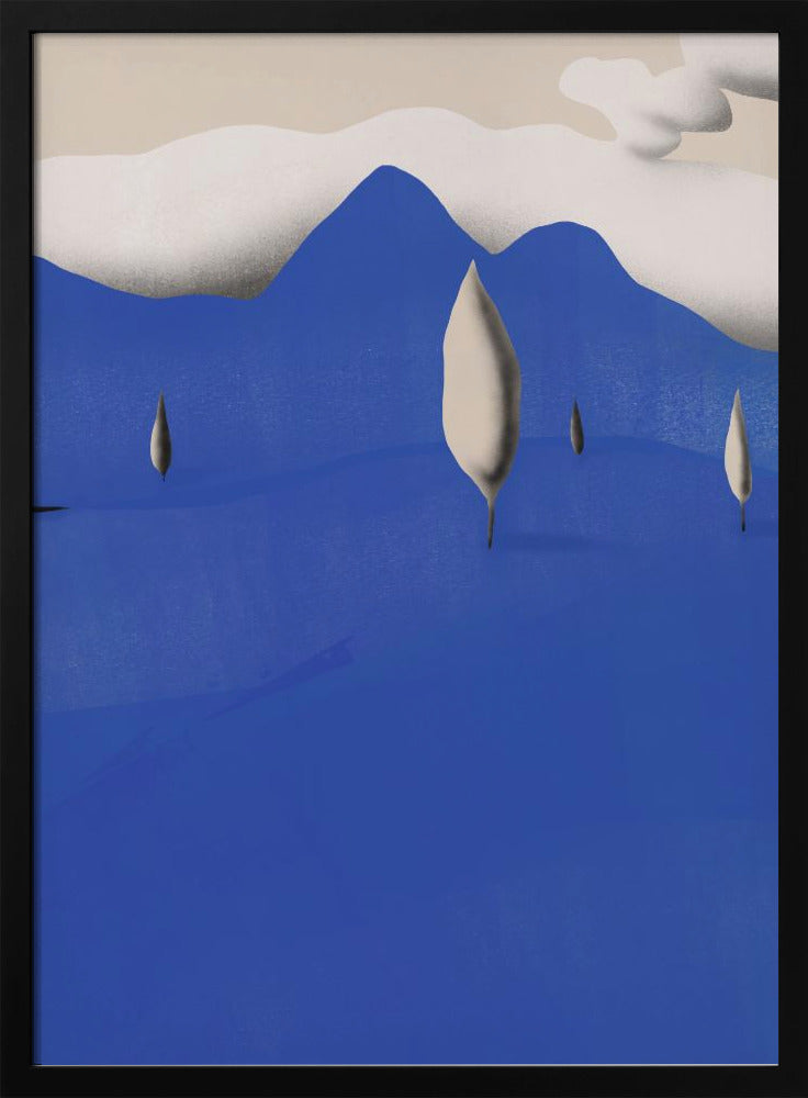 Surreal Landscapes With Blue Mountains | Poster