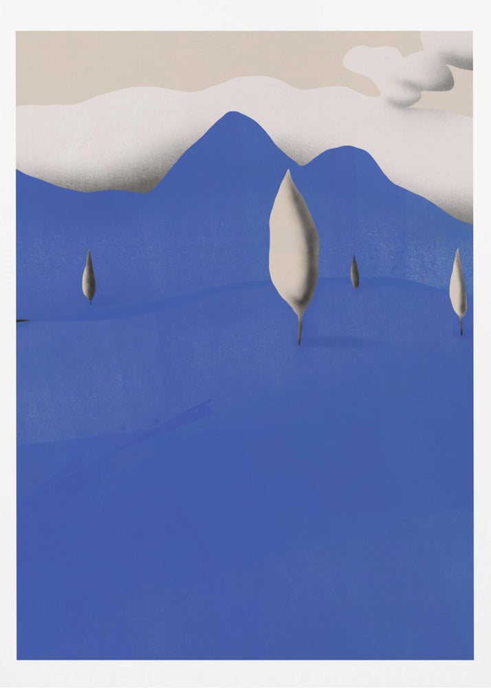 Surreal Landscapes With Blue Mountains | Poster