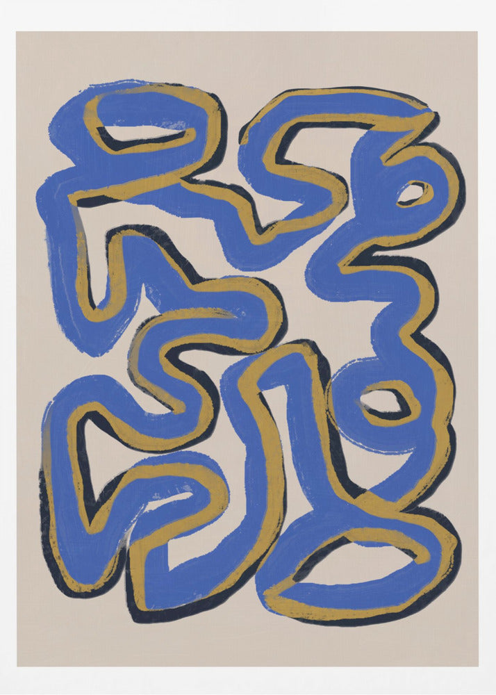 Intertwined Blue And Ochre Lines | Poster
