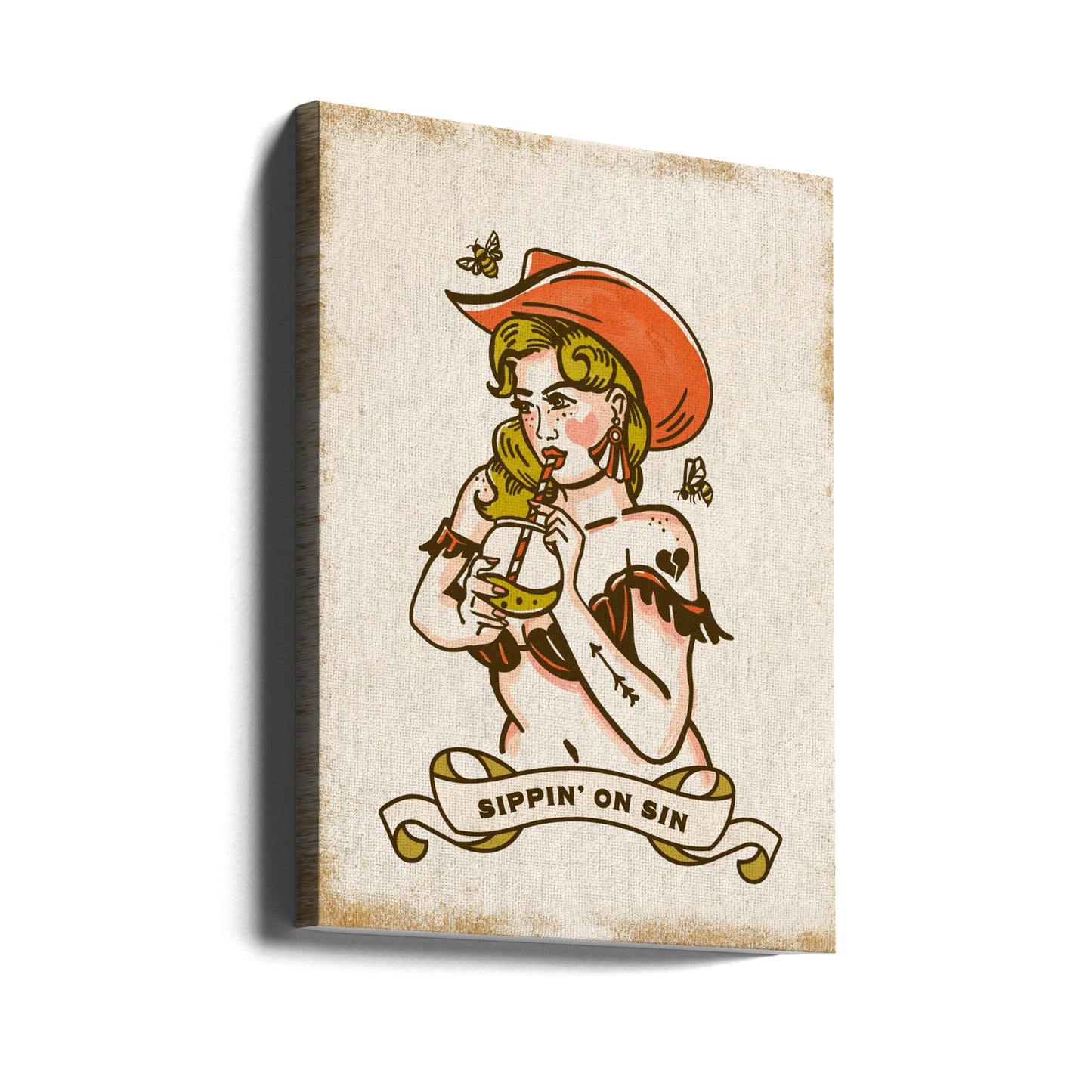 Sippin On Sin Söt & Kaxig Cowgirl Konst | Canvas
