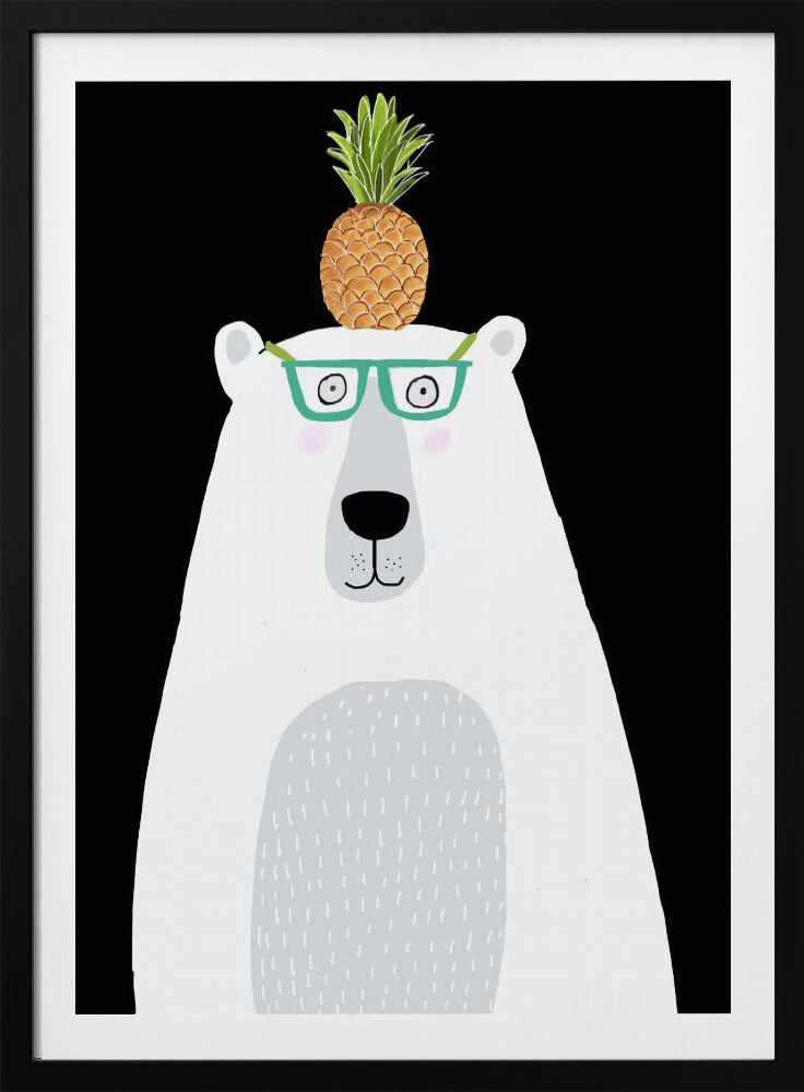 Lustiger weißer Eisbär mit Brille und Ananas | Poster