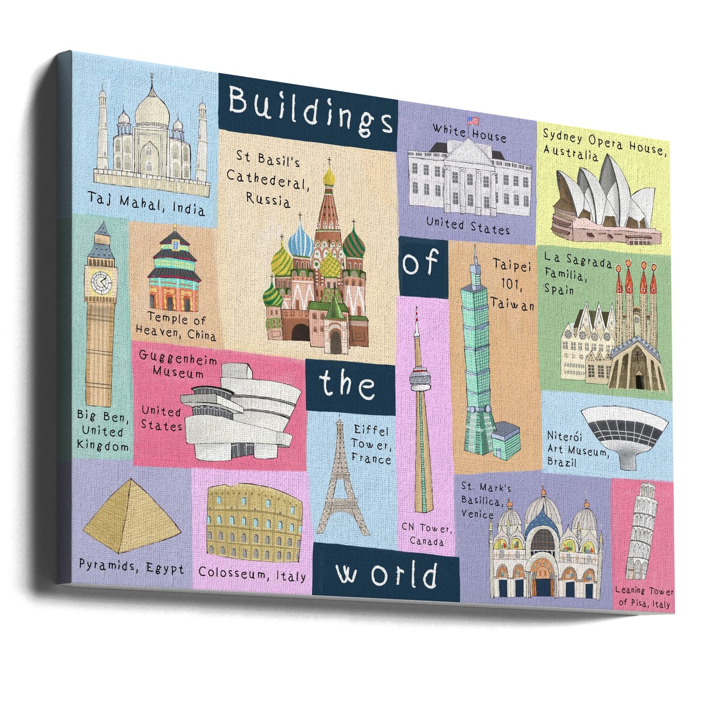 Edificios del mundo ilustrados por la artista Carla Daly | Impresiones en Lienzo