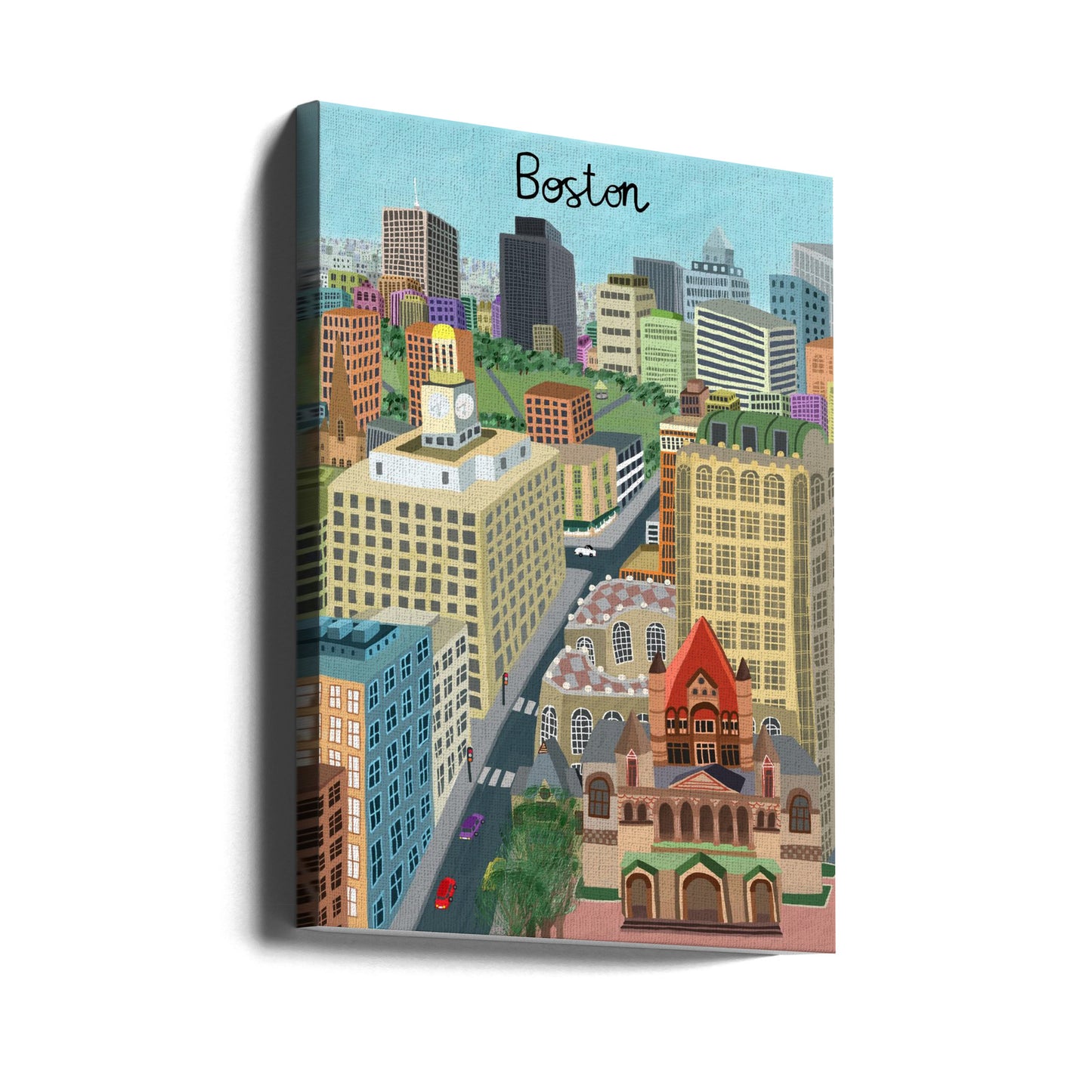 Trinity Church og Boston City Skyline af kunstneren Carla Daly | Lærredsbilleder