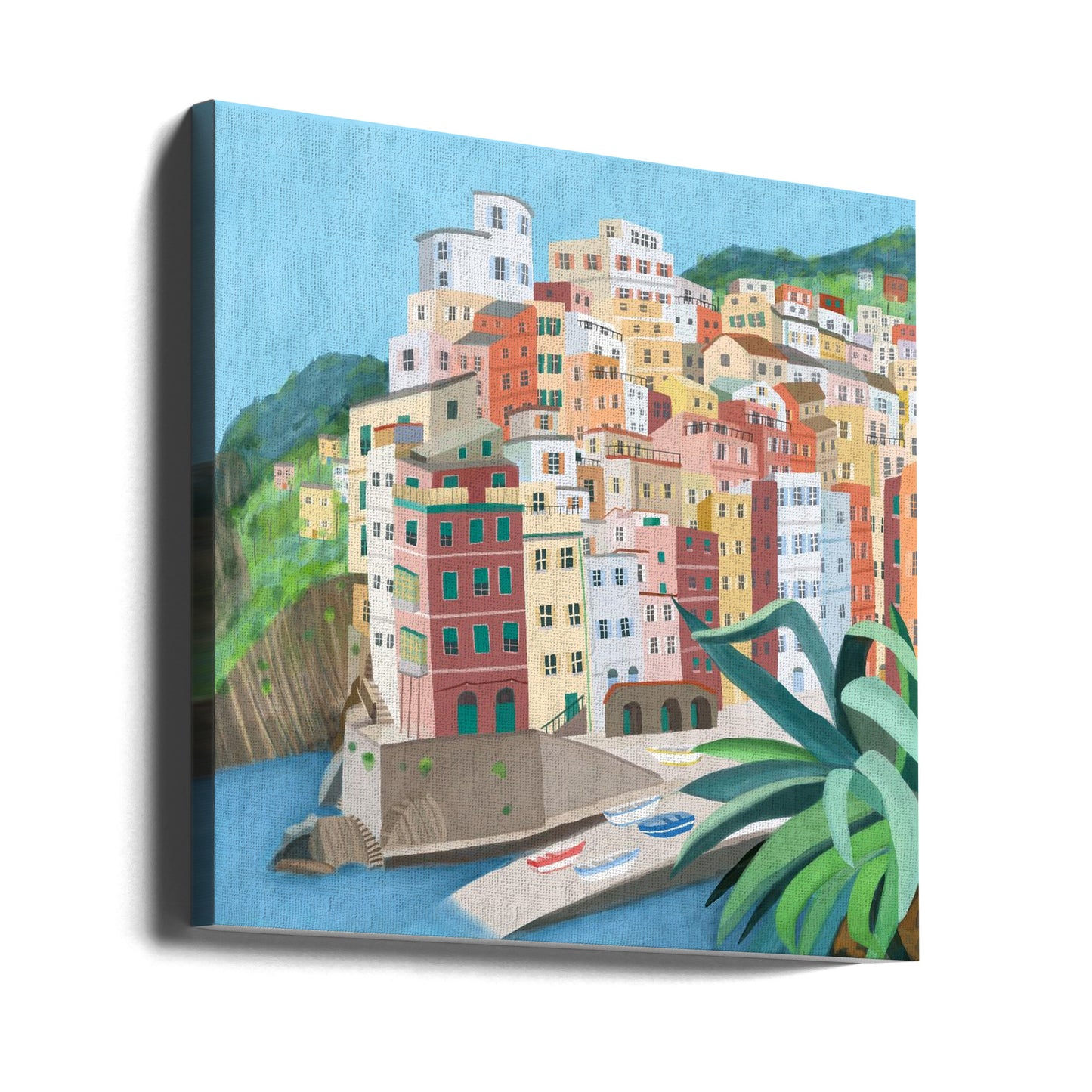 Pueblo costero de Riomagiore, Italia por la artista Carla Daly | Impresiones en Lienzo