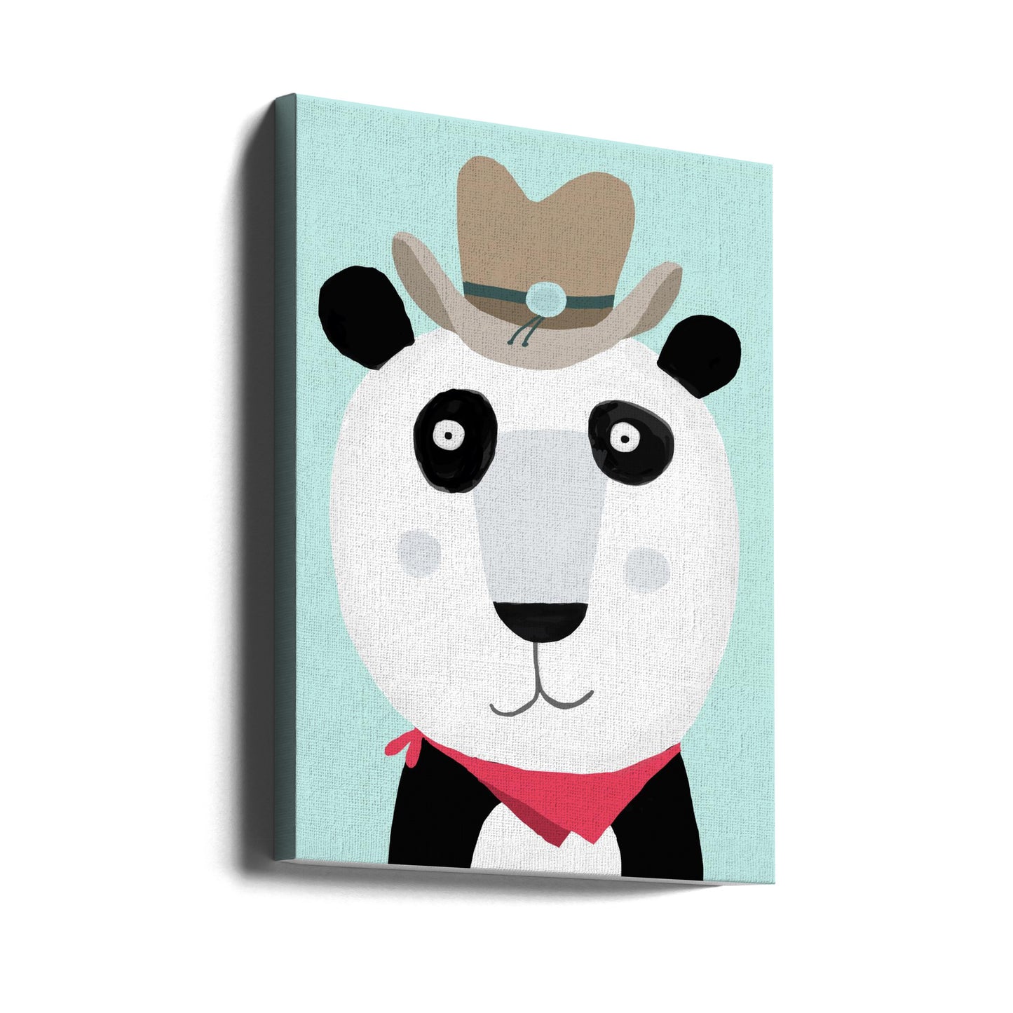 Sjov panda med cowboyhat af kunstneren Carla Daly | Lærredsbilleder