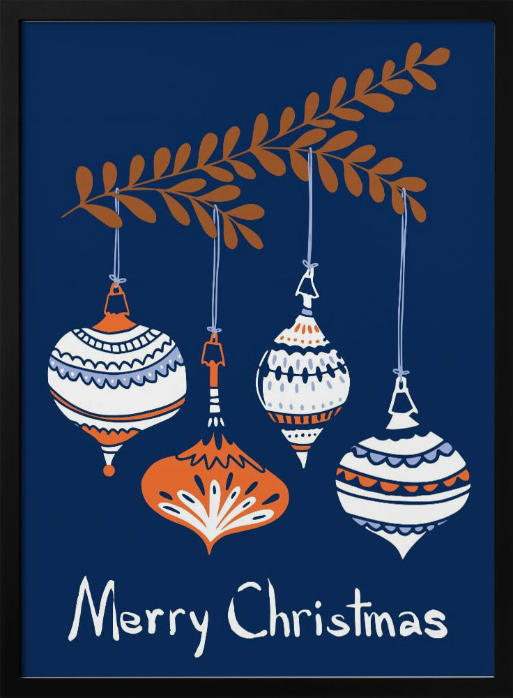 Cheerful little Christmas baubles blue | Poster