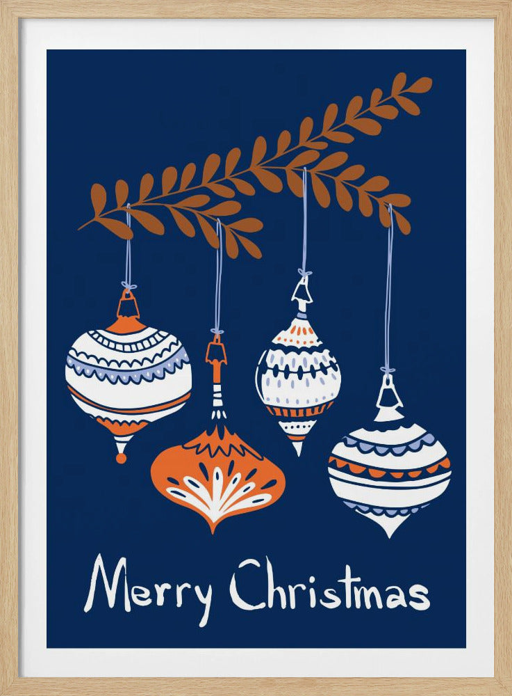 Cheerful little Christmas baubles blue | Poster