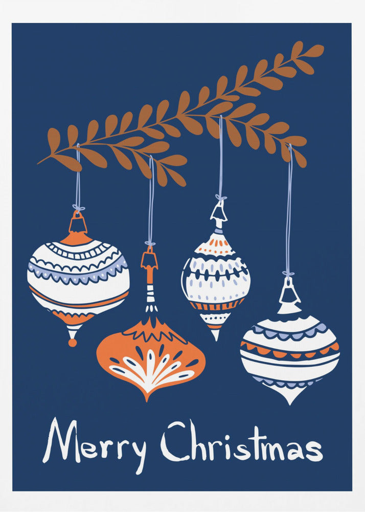 Cheerful little Christmas baubles blue | Poster