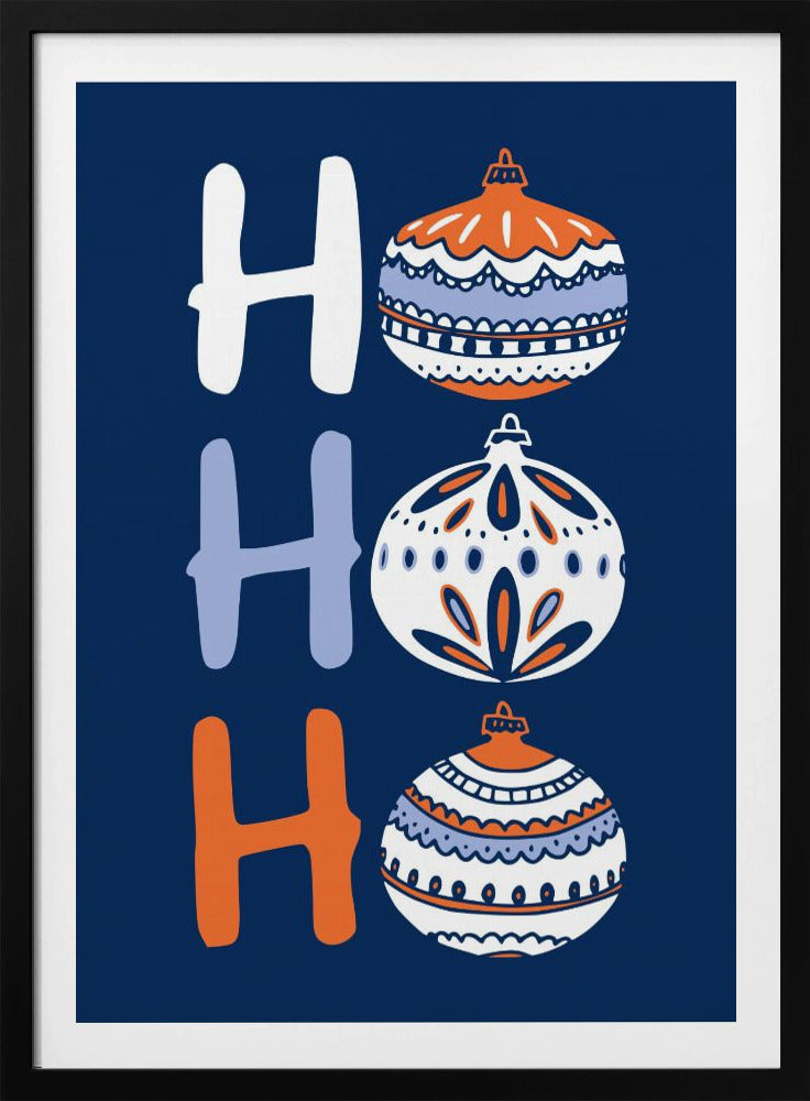 HoHoHo Cheerful little Christmas Illustration blue | Poster