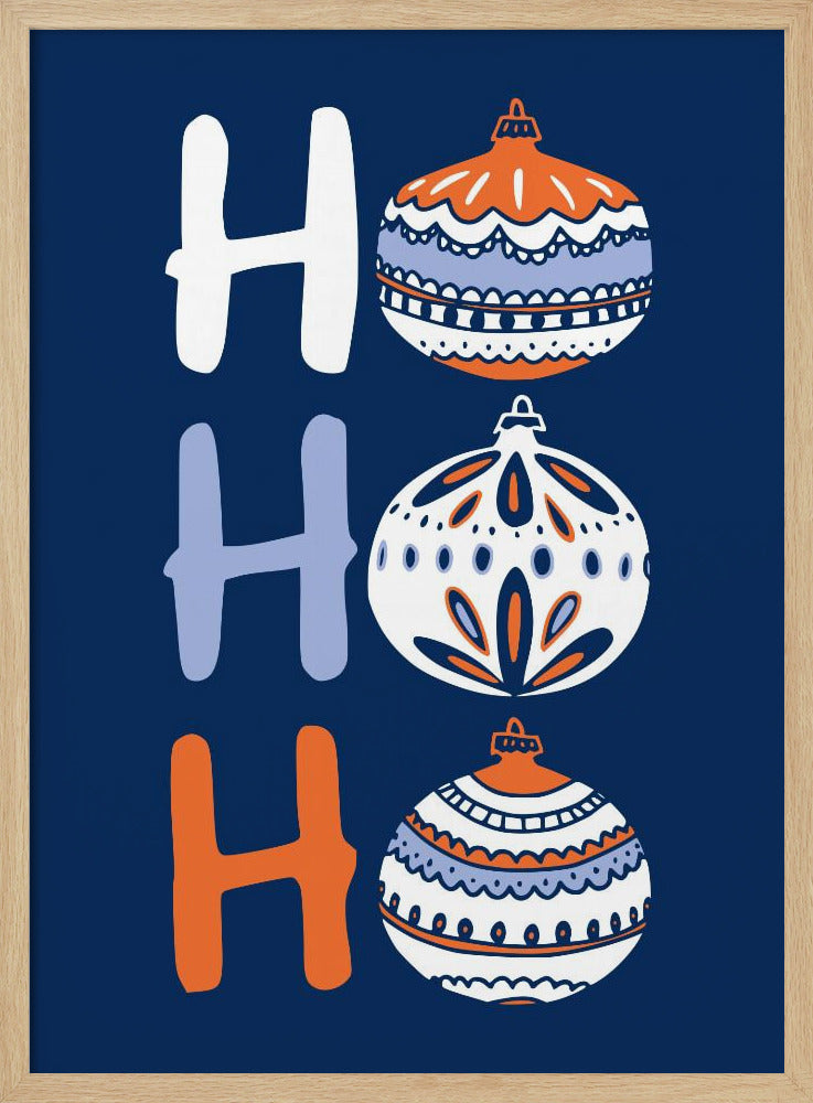 HoHoHo Cheerful little Christmas Illustration blue | Poster