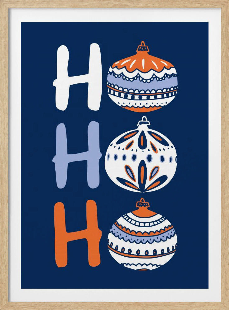 HoHoHo Cheerful little Christmas Illustration blue | Poster
