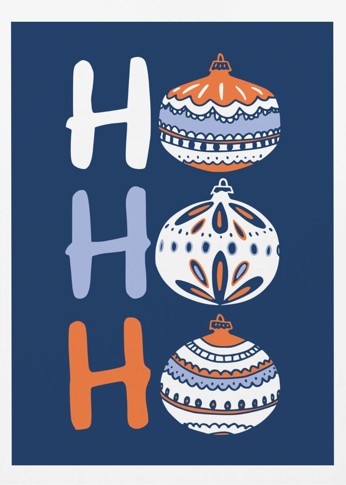 HoHoHo Cheerful little Christmas Illustration blue | Poster
