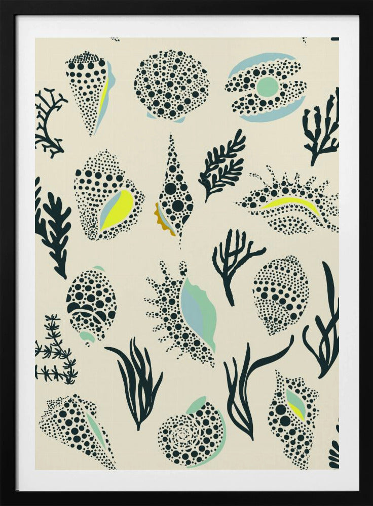 Ipanema beach seashells mint pattern | Poster