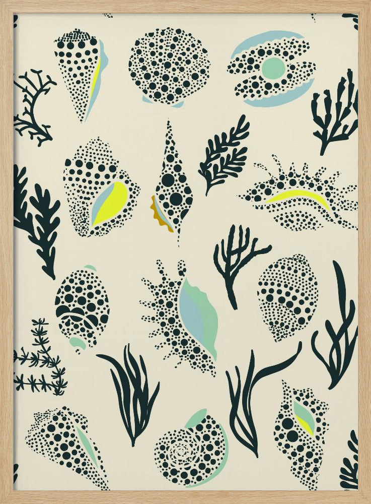 Ipanema beach seashells mint pattern | Poster