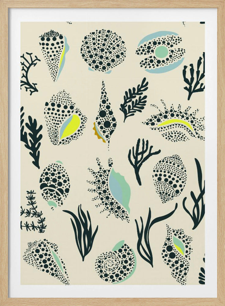 Ipanema beach seashells mint pattern | Poster