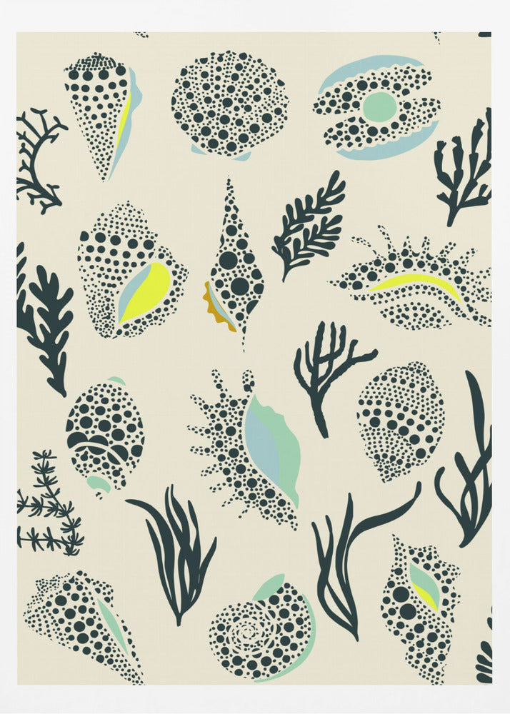 Ipanema beach seashells mint pattern | Poster