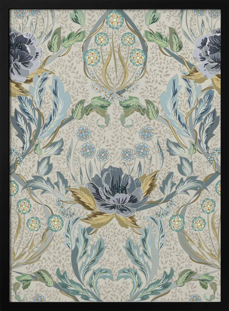 Floral Heritage Morris hazy blue tinted pattern | Poster