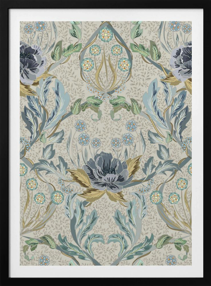Floral Heritage Morris hazy blue tinted pattern | Poster