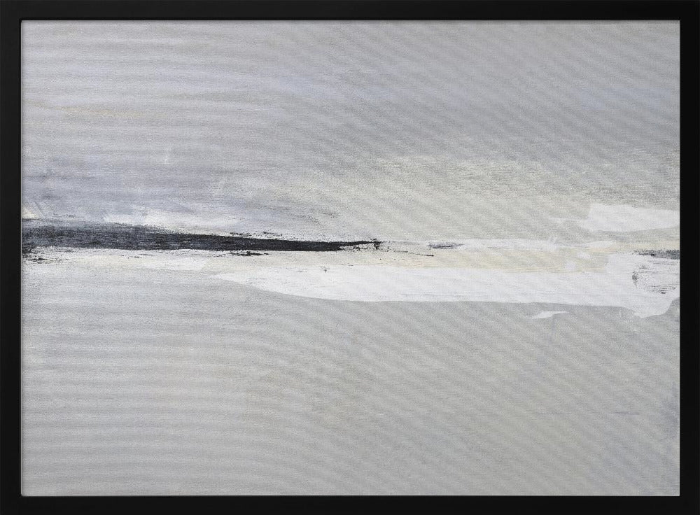 Serene Horizon with Soft Gray and White Tones | Poster