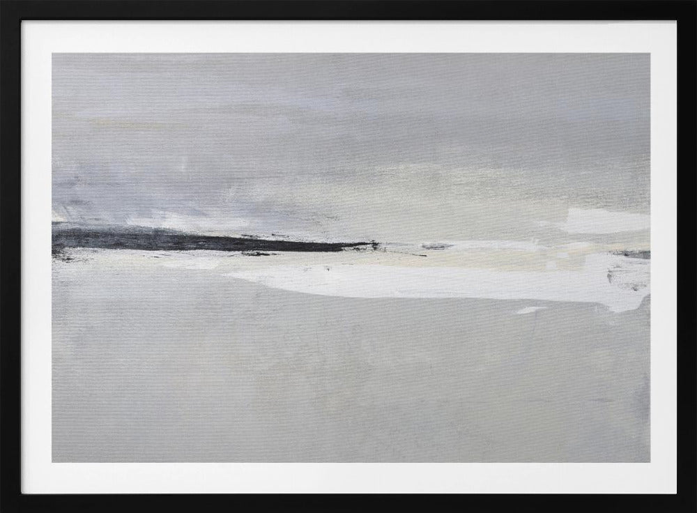 Serene Horizon with Soft Gray and White Tones | Poster