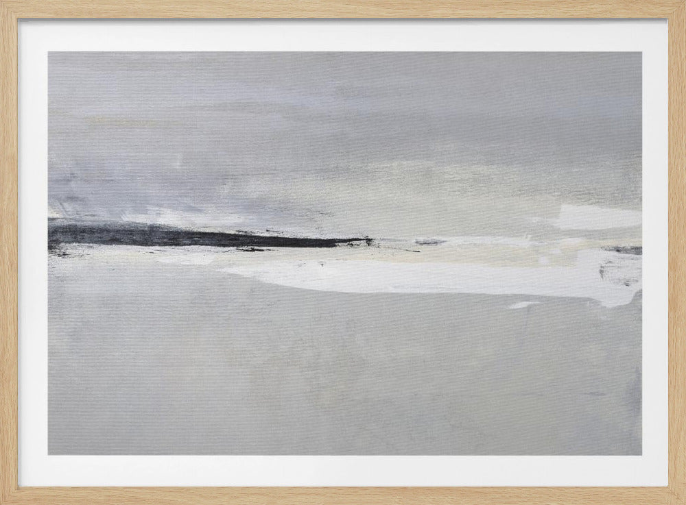 Serene Horizon with Soft Gray and White Tones | Poster