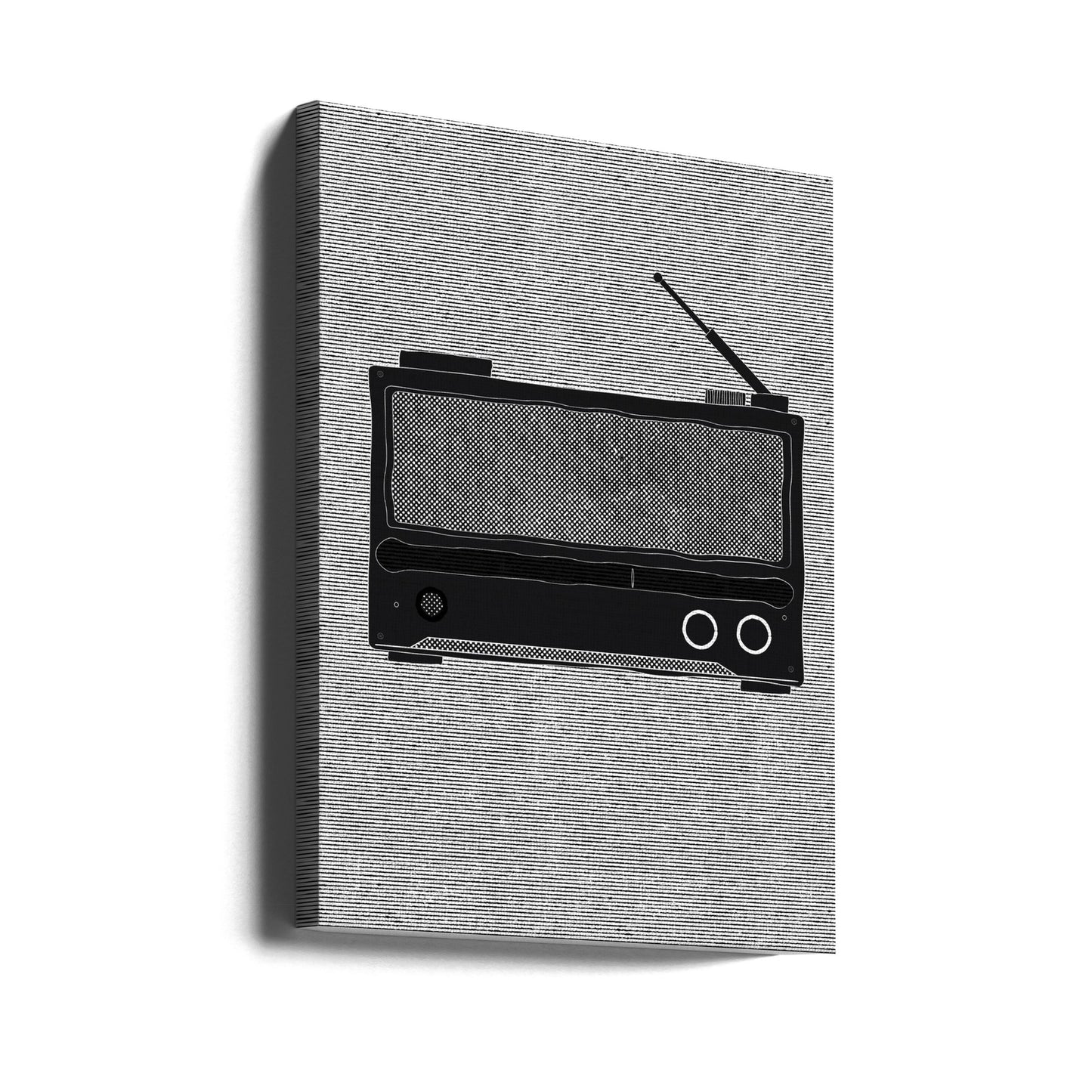 Monochrome Depiction Of A Vintage Radio | Canvas