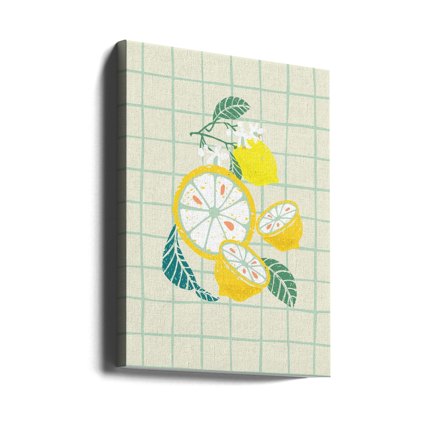 Citronskiva med blad | Canvastavla