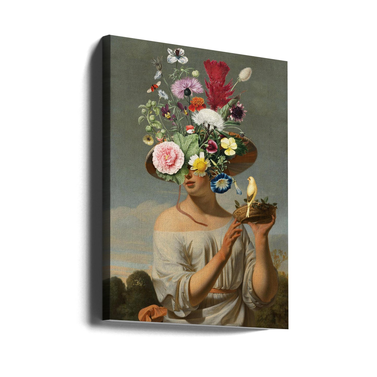 Woman In a Large Floral Hat | Canvas