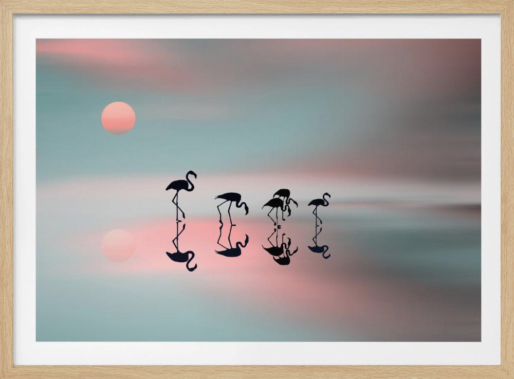 Flamencos en familia. Posters  - Impresiones de Arte