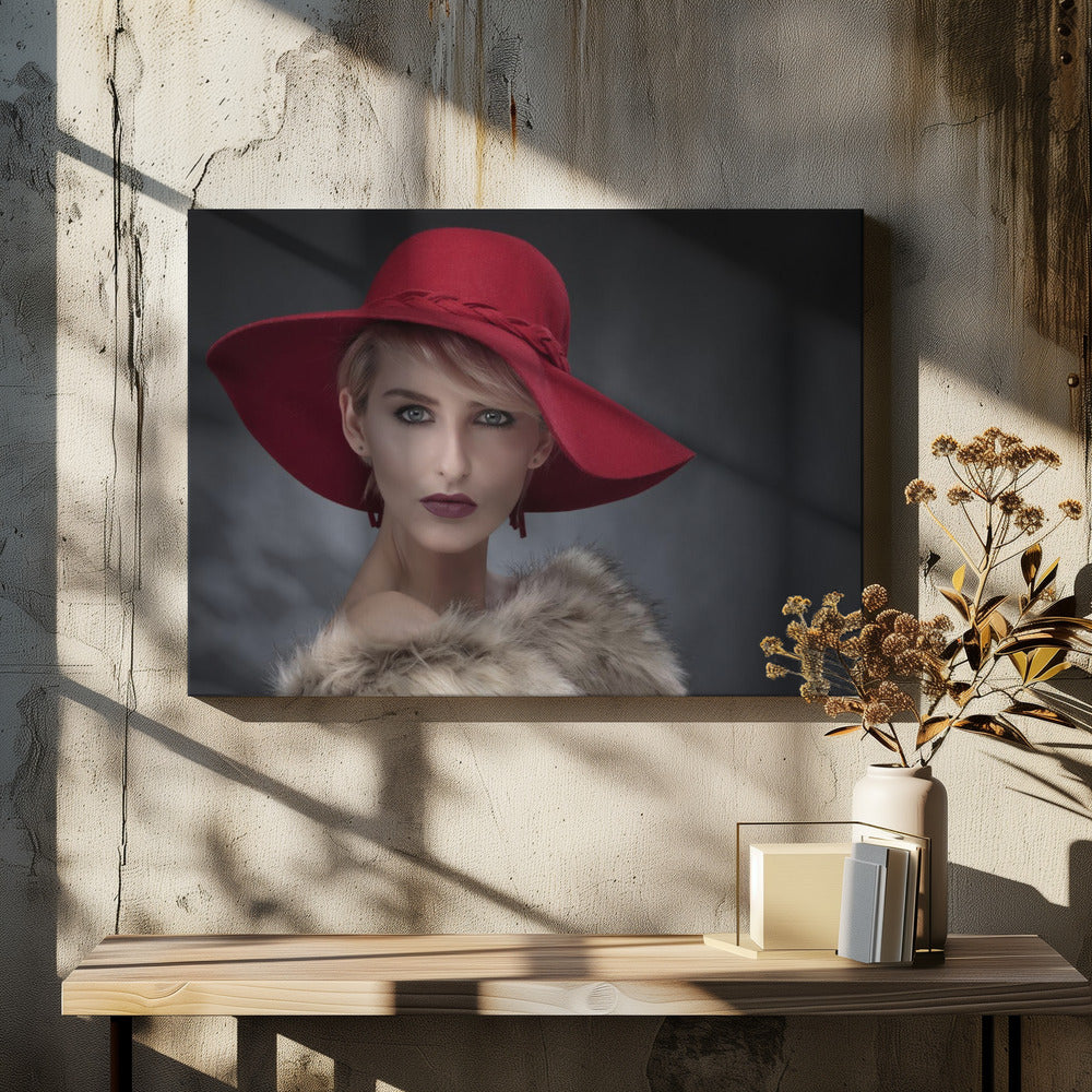 El sombrero rojo de Amber | Impresiones en Lienzo