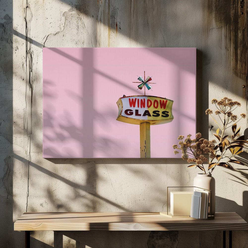 Atomic Pink Starburst Vintage-skilt | Lerretsbilder