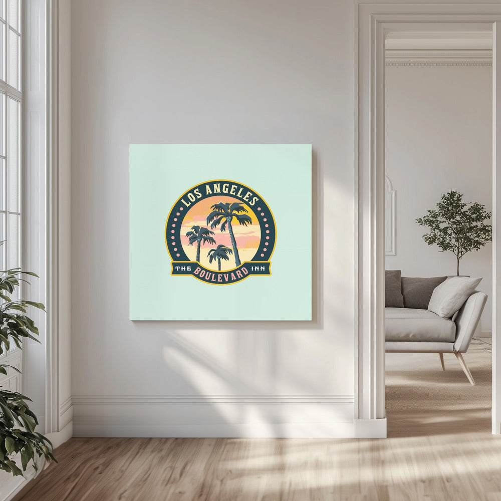 Los Angeles California Boulevard Inn Travel Art | Canvas