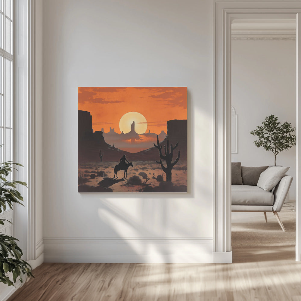 Vaquero al atardecer | Impresiones en Lienzo