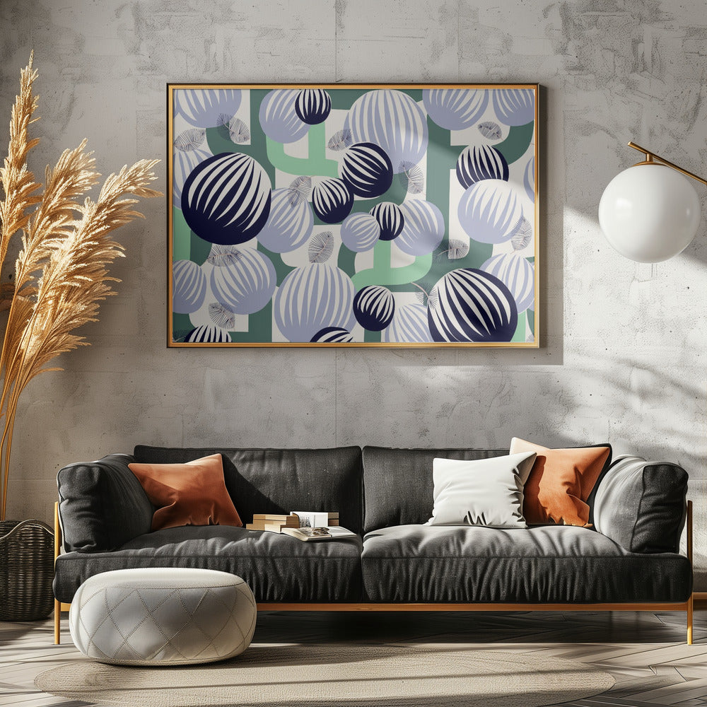Bold retro bubble flowers | Poster