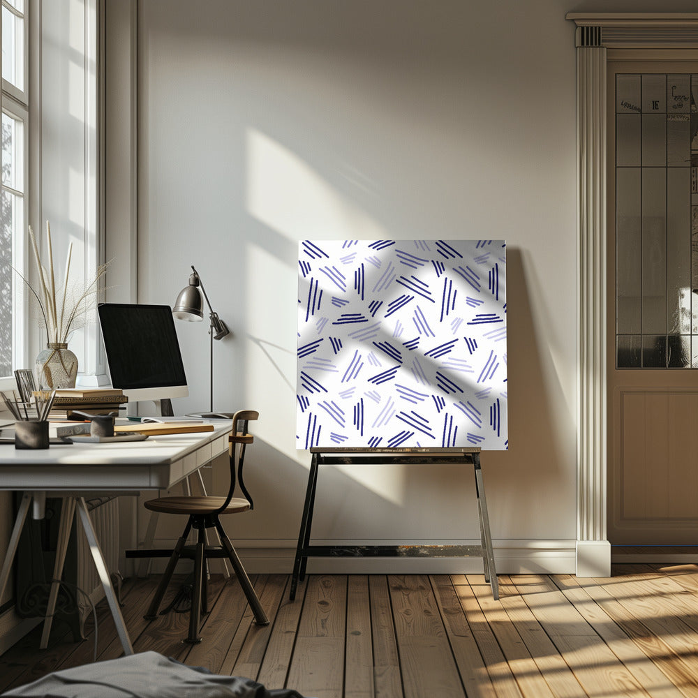 Falling Triple Lines Navy Blue | Canvas