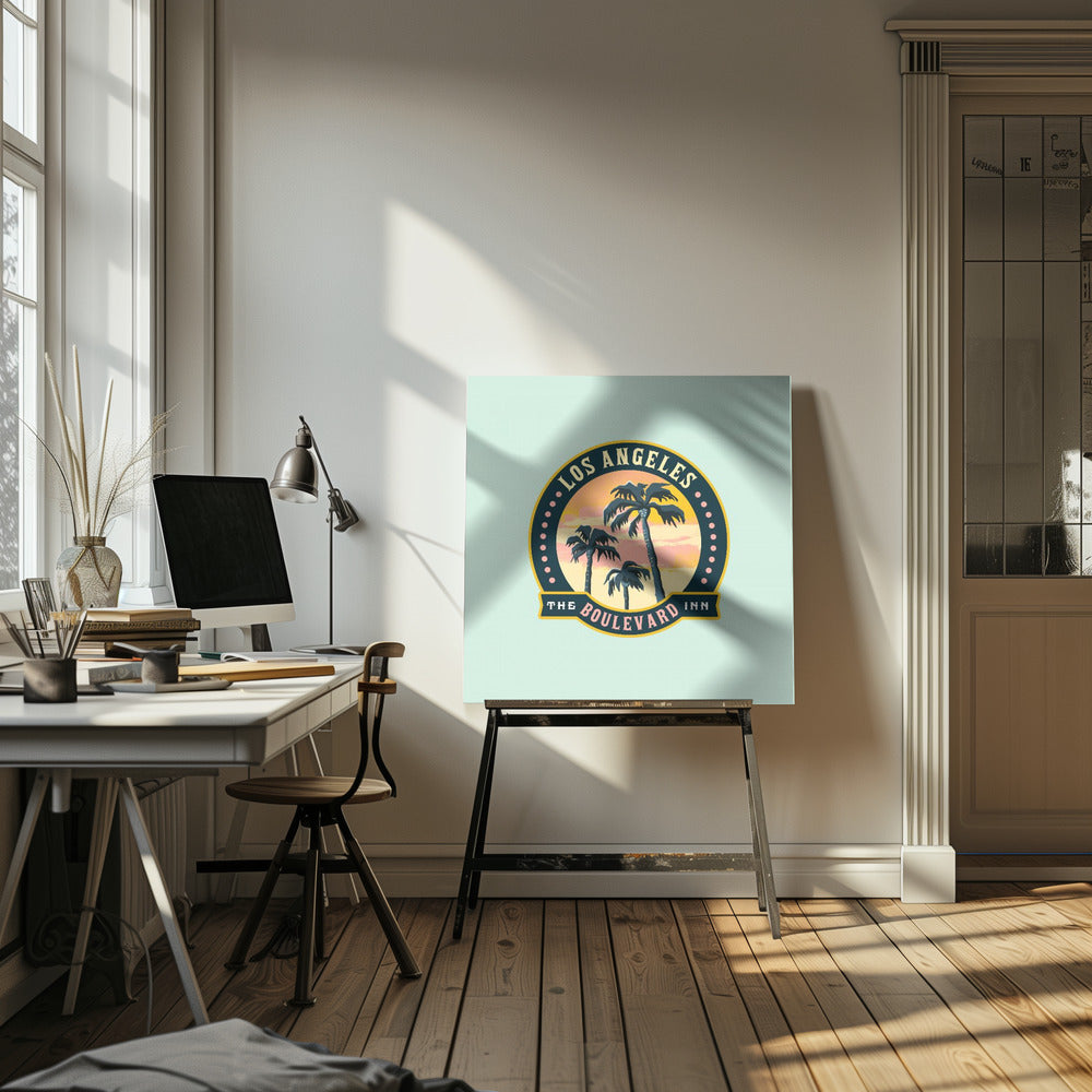Los Angeles California Boulevard Inn Travel Art | Canvas