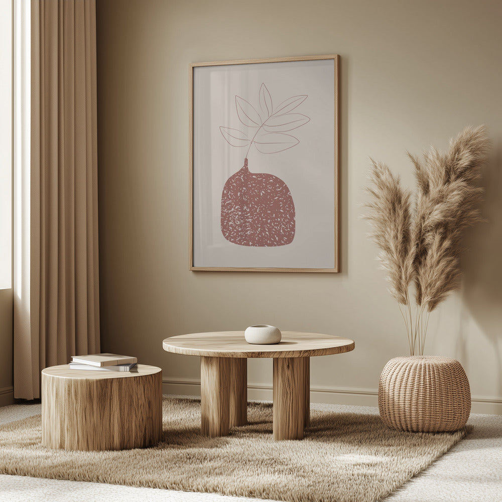 Stylized Plant In A Textured Vase With Earthy Tones | Poster