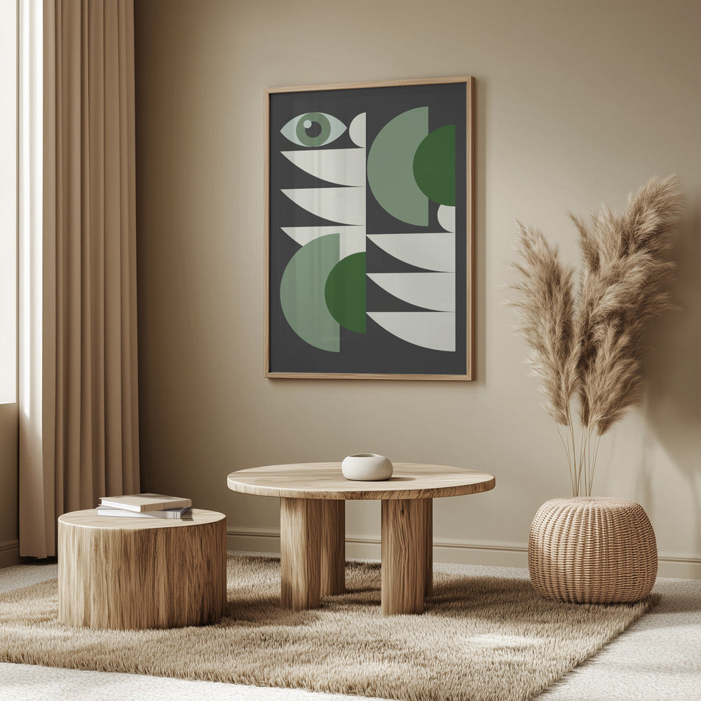 Mid Century Geometrical In Green | Poster