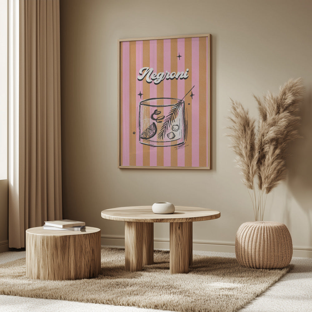 Negroni Drink on Stripes | Poster