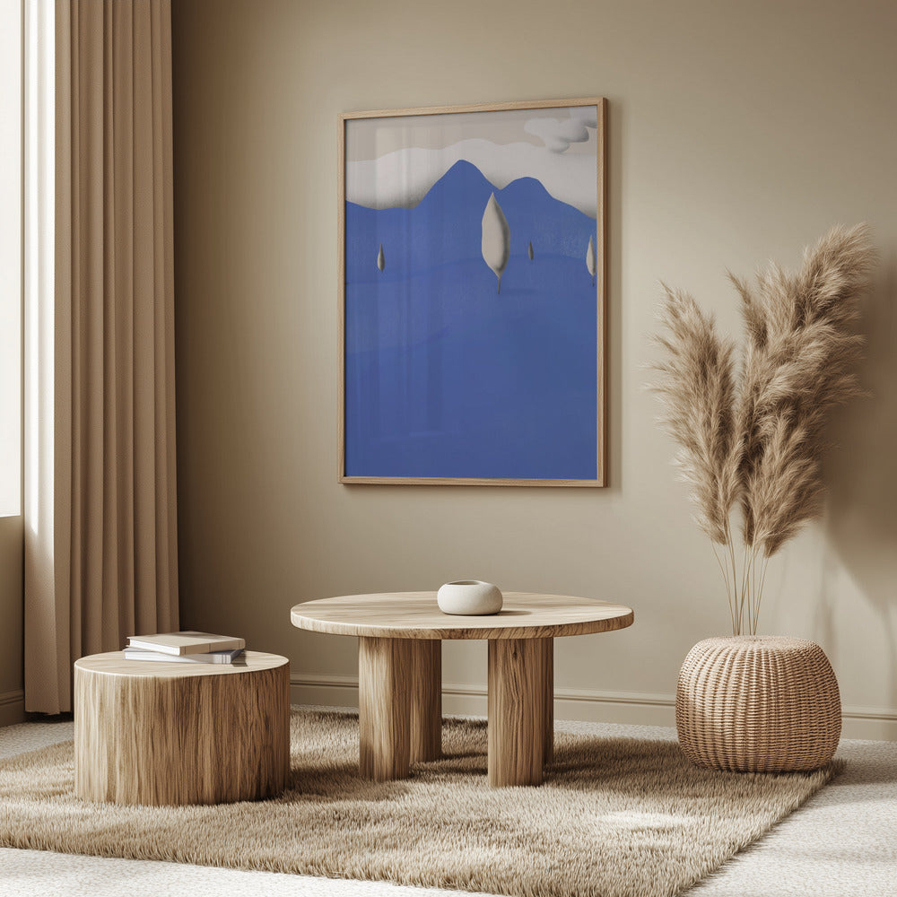 Surreal Landscapes With Blue Mountains | Poster