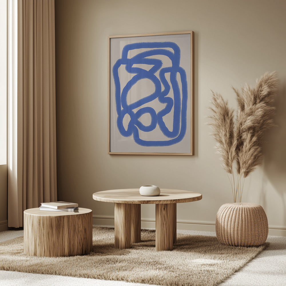 Line art in cobalt blue 04 | Poster