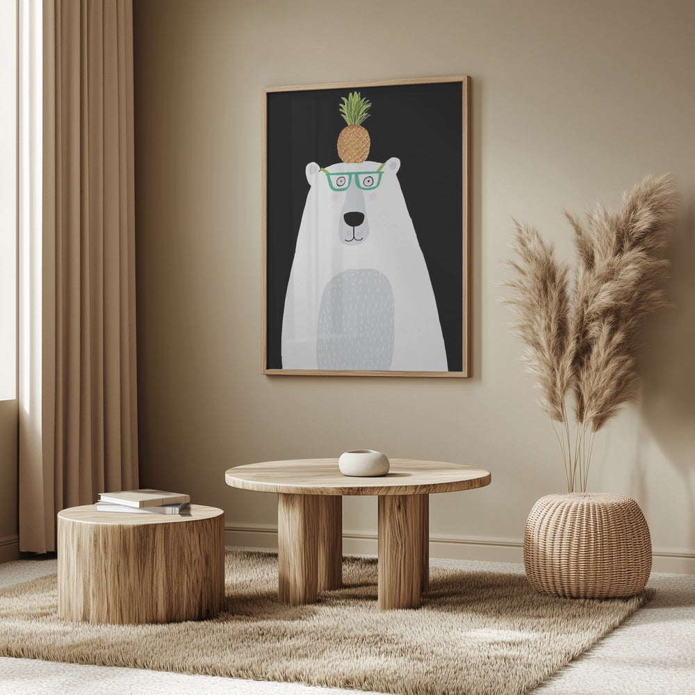 Lustiger weißer Eisbär mit Brille und Ananas | Poster
