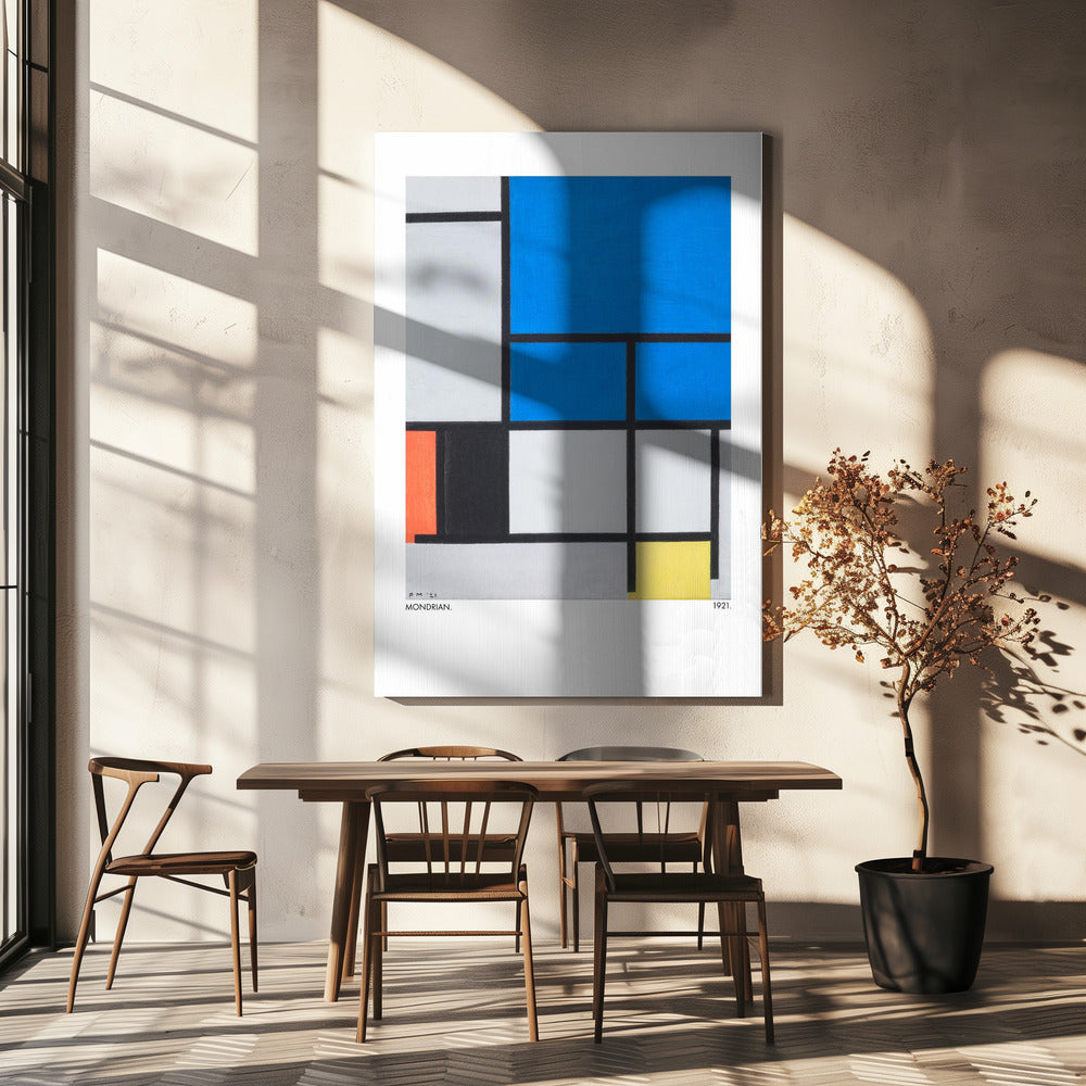 Composizione con grande piano blu, rosso, nero, giallo e grigio 1921 | Stampe su Tela